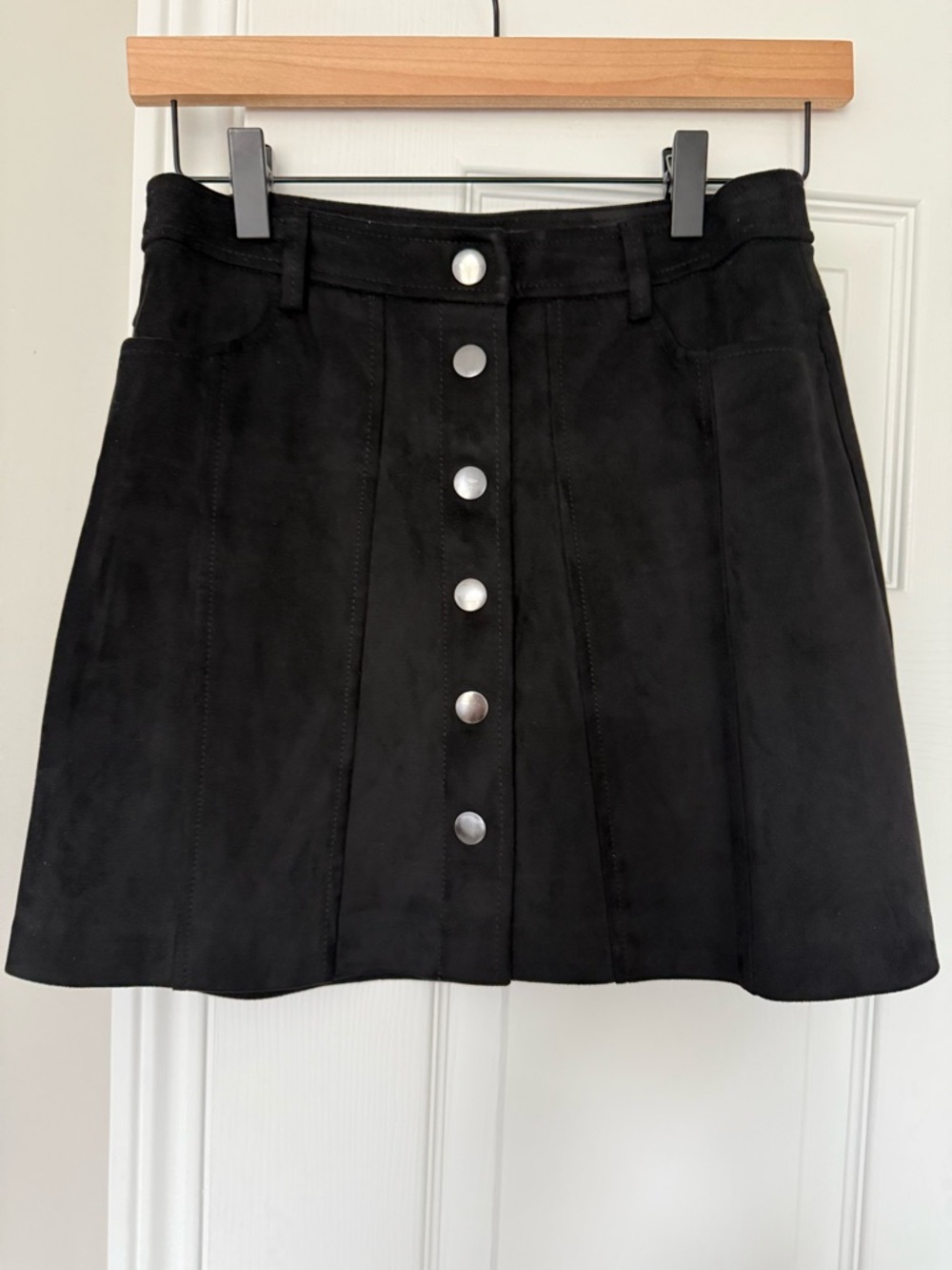 Zara Black Button-Front Mini Skirt